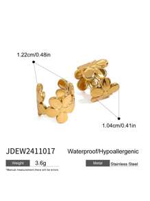 Uworld 1Pair Of Exquisite And Fashionable Ladies C Shape Flower Design Stainless Steel Ear Clips 18K Gold Plated Waterproof High Quality Ladies Jewelry Suitable For Daily Wear Vacation Seaside Etc - Ear Clip - View 13
