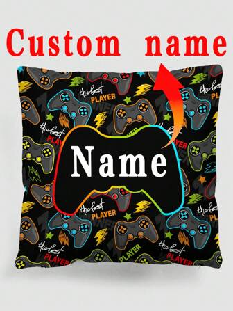 1pc Custom Printed Video Game Graphic Cushion Cover, Plush Fabric Square Decorative Throw Pillow Case, Suitable For Birthday, Valentine's Day, Couples, Travel, Thanksgiving, Christmas, New Year, Halloween, Pets, Anniversary, Year-Round Home Decor,Durable,Breathable,Lightweight,Washable,Cute,Love,Warm,Cozy,Soft,Comfortable,Simple,Custom,Personalized,Unique,Him,Her,Boyfriend,Girlfriend,Dad,Mom,Family,Friends,For Anniversaries,For Birthdays,For Housewarming,Bed,Car,Bedroom,Tea Room,Living Room,Sofa