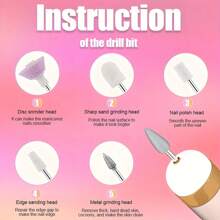 Portable Electric Nail File, With 5 Drill Bits, USB Rechargeable, LED Light, Adjustable Speed, Manicure & Nail Care Set - Multicolor - View 5