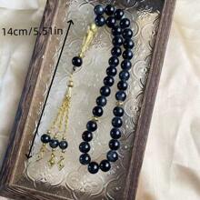 1pc Men's Classic Elegant Round Bead Glass Bracelet With Rhombic Tassel, Suitable For Daily Wear