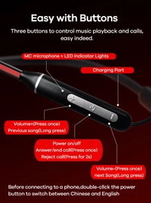 REMAX Newest Sport Earphones Wireless Touch Control, Support TF Card, Neckband Headphone, Hands-Free Music & Calls Bluetooth Earphone, Waterproof/Compact, For Sport, Running, Workout, Driver, 20H Play Time, Black/Blue/White - 白色 - 查看 6