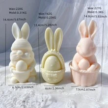 Egg Rabbit Silicone Candle Mold Bunny Resin Silicone Mold Animal Soy Wax Mould Easter Home Decor Concrete Mould - Pink - View 3