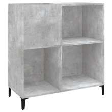 Engineered Wood Record Cabinet In Concrete Grey 84.8x89 Cm Stylish Storage Solution For Living Room Or Bedroom - Grey - View 2