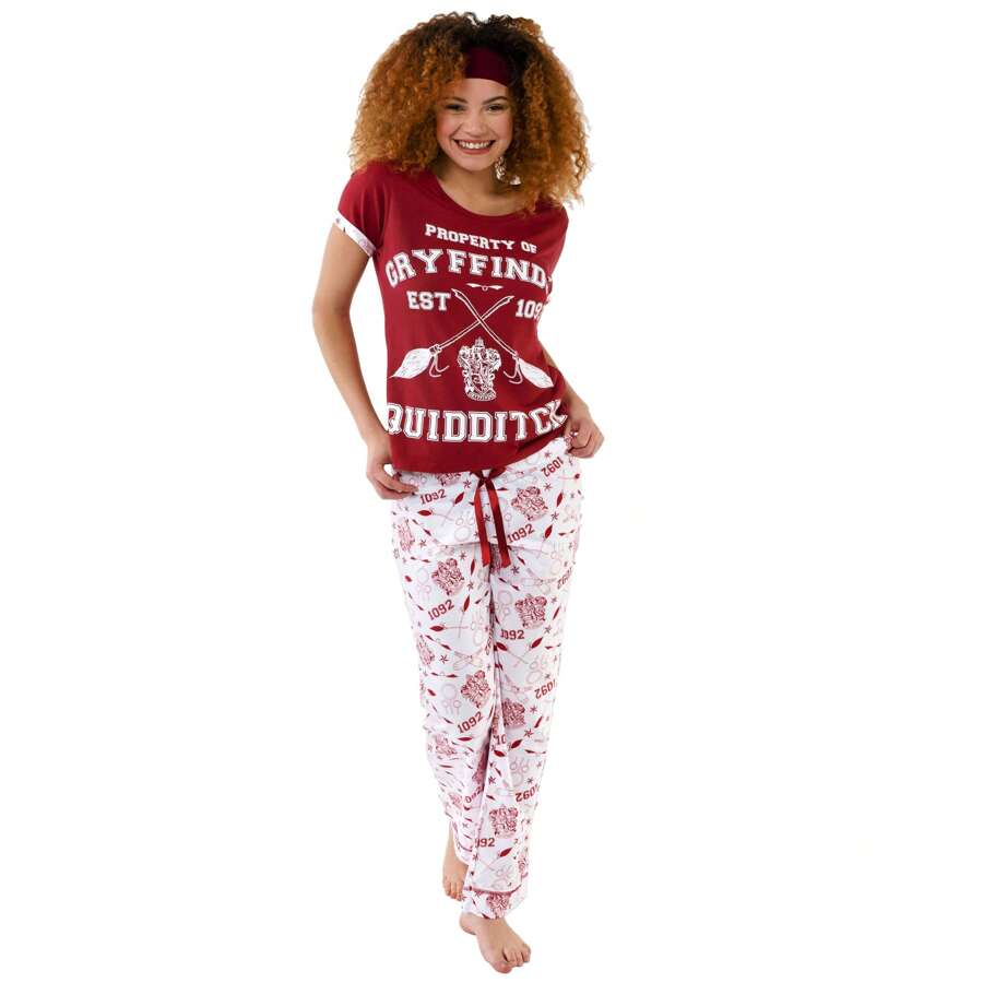 Harry Potter Womens Pyjamas | Gryffindor Pjs For Women Sets | Ladies Cotton Pyjama Set | Women's Hogwarts Nightwear - Multicolor - View 1