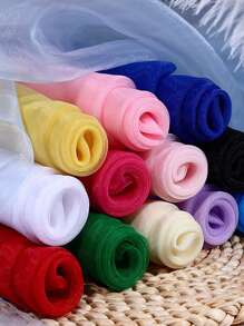 1pc DIY Solid Color Organza Fabric, High Density 3-Layer Mesh Cloth, Suitable For Wedding Dress, Photography Backdrop, Room Decoration