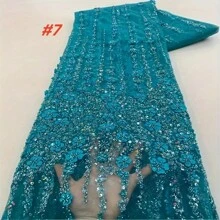 African Sequins Mesh Lace Fabric 2025 High Quality Embroidery Beaded Nigerian French Tulle Lace Material For Wedding Dress Sewing - Multicolor - View 1