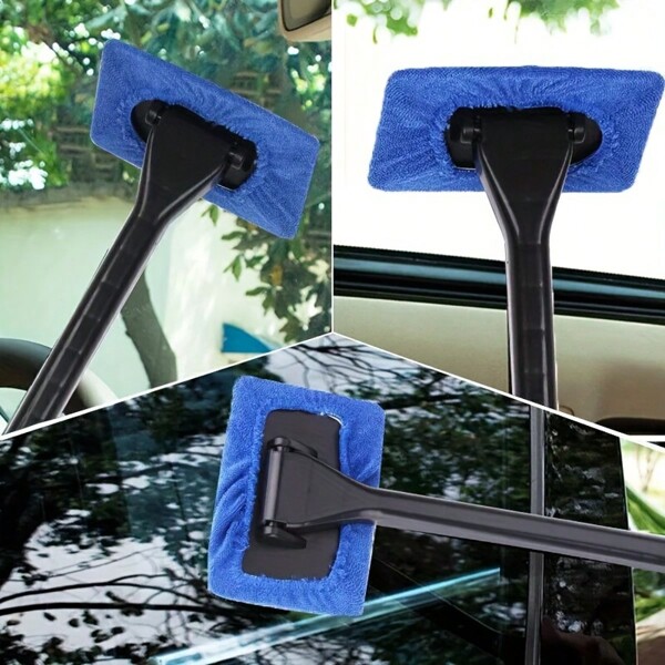 Microfiber Car Window Cleaner Tool, Windshield Wiper Squeegee Brush