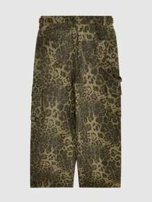 Quần ống rộng cạp cao họa tiết da báo - Quần cargo cạp chun điều chỉnh được với chi tiết khóa kim loại, hoàn hảo cho phong cách đường phố, kiểu dáng đa năng, thời trang đường phố Y2K, cực kỳ cá tính. - Nhiều màu - Xem 3