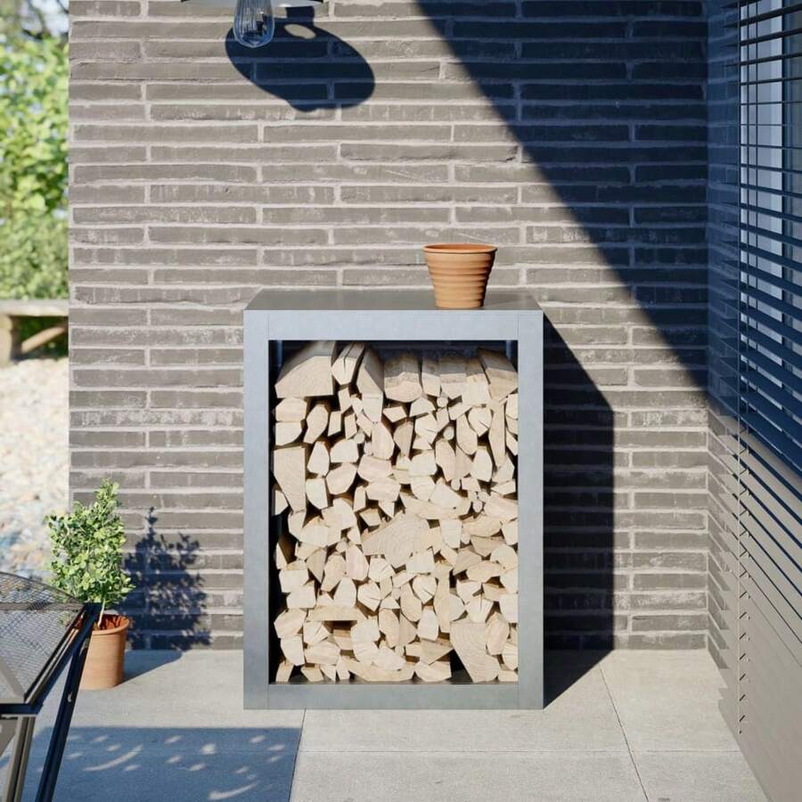 Brennholzregal aus verzinktem Stahl, 60 x 40 x 80 cm – langlebiger ...