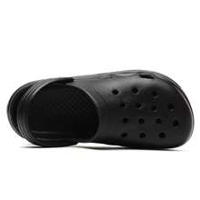 男女通用轻便透气 EVA 软底封闭式趾套脚凉鞋，防滑沙滩拖鞋 - 黑色 - 查看 8