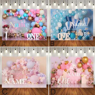Personalized Custom Name One Year Old Balloon Arch Butterfly Floral Decoration Backdrop Customisable Name Design Decoration Suitable For Shower Party Portrait Photography Background Birthday Party Cake Table Decoration Banner Vinyls, Multi-Functional, Anti-Mold, Ornamental, Reusable, Cute, Stylish, Adorable, High-Quality, Colorful, Custom, Unique, Personalized, For Anniversaries, For Birthdays, For Housewarming, For Graduation, For Weddings, For Mother's Day, For Father's Day, For Children's Day, For Valentine's Day,Graphic Print