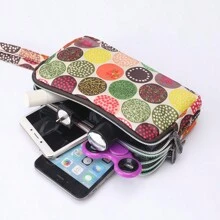 1pc Women's Clutch Wallet, Large Capacity 3-Zipper Handbag, Daily Makeup Pouch, Can Hold Keys & Coins - Multicolor - View 7