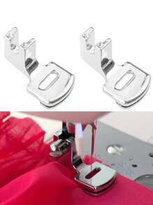 2 Piezas Prensatelas de máquina de coser para doblar pliegues, adecuado para la mayoría de máquinas de coser domésticas de vástago bajo, piezas y accesorios para máquinas de coser - Plateado - Ver 2