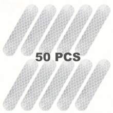 50pcs/100pcs Reflective Sticker, Self-Adhesive Reflective Strip, High Visibility At Night, Warning Sticker High Visibility Reflective Safety Stickers, Waterproof PVC, Suitable For Cars And Motorcycles, PET Material, Sports And Outdoor Equipment, Riding Accessories, No Need For Power Supply