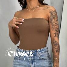 Women's Suplex Strapless Tube Top With Bust Lining One Size - Rust Brown - View 5