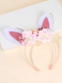 1pc Easter Bunny Ears Headband For Girls,Fabric Flowers Headband For Kids,Cute Hair Accessories For Kids Personalized Easter Gifts