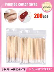 500pcs Double Headed Nail Polish Wiping Wooden Stick ,400/300/200/100/10pcs Small Tip Double Head Tattooed Eyebrows Beauty Makeup Tools For Wiping,1/2/3/4/5/6pack For Packaging Method, Disposable Ultra-Thin Cleaning Swabs, Mini Wooden Sticks For Makeup, Eyelash, Nail Cleaning, Removing Glue, Dust, Multipurpose Buds Accessories