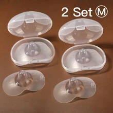 SAIDAH 2 piezas Protectores de pezones de silicona con forma de mariposa para alimentación de la madre lactante, cubierta de pezones suave con estuche de PP