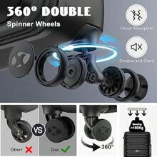 MGOB Cabin Suitcase Carry On Suitcase 20" With Spinner Wheels Lightweight Luggage 55x36x23CM TSA Approved Hard Shell Trolley Travel Suitcases Polycarbonate PC - 1-black-S(20in_CarryOn) - View 3