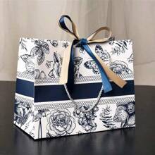 1 Stück/5 Stück/10 Stück Blumen Geschenktüten mit Schleifen - Multifunktionale Papiertaschen, geeignet für Hochzeiten, Valentinstag, Geburtstage usw. - perfekt für Feiertage und Einkaufen
