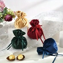 10 peças de saco de armazenamento de veludo dourado com laço de tecido, saco de armazenamento de joias, saco de doces de casamento, pequeno saco de armazenamento de lembranças, saco pequeno de presente, promoção de festa de inauguração de casa, saco de presente de lembrança (tamanho do azulejo: 14,5*15 cm, 6 cores: vermelho, rosa, champanhe, azul, cinza, verde)