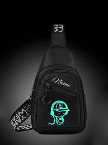 Customized Chest Bag, Can Be Printed With Personalized Name Or Holiday Greetings. Create A Unique Crossbody Bag. Cute Cartoon, Fashionable And Versatile, Casual And Versatile Headphone Printed Waist Bag, Lightweight Coin Purse, Can Store Names, Letters, Lucky Numbers, Etc. Very Suitable For Teenagers To Go To School And Daily Travel. Can Be Used As Birthday Gifts, Friends Gifts, Daughter Gifts, Souvenir Bags, Christmas Gifts, New Year Gifts.