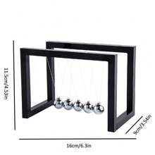 1pc Modern Stainless Steel Newton's Cradle Balance Balls, With Smooth Swinging Balls, Plastic Cradle, Creative Desk Decoration, Larger Size And More Stable!(6.3" Modern Design) Hypnotic Motion Stress Relief Gift,Sturdy Base Office Desk Decor For Adults,Zen Home/Workplace Decoration - Black - View 4