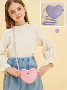 1pc Girls Cute Princess Mini Crossbody Bag, Fashion Heart Shape Casual Coin Purse Accessory - Small Shoulder Bag - View 2