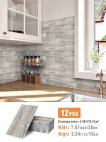 SUPSTICKER 12/24 件简约木纹图案家居装饰，加厚硬质瓷砖，陶瓷质感，防水防油可移除即撕即贴瓷砖，适用于客厅、卧室、厨房和浴室翻新，贴纸，墙贴花，乙烯基贴花，用于家居装饰，春季装饰品让您的家焕然一新，拉玛装饰贴纸礼物生日毕业 - 彩色 - 查看 18