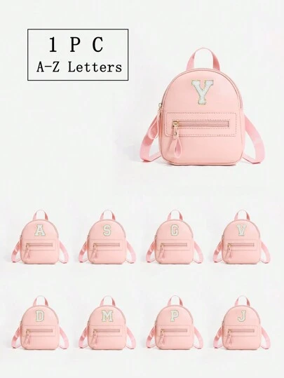 1 件女孩可爱经典背包，带 26 个 A-Z 字母，单肩包，心形钱包，可调节肩带，情人节礼物，适合日常使用、户外、学校、旅行、徒步旅行、便携，理想的礼物选择