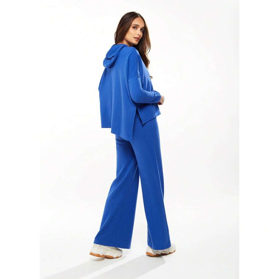 Women's Trousers In Royal Blue, Wide-Leg Shape, Regular Fit, Elasticated Waist - Liquorish - Blue - View 1