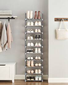 SONGMICS Shoe Rack, 10-Tier Metal Shoe Storage Organiser, Customisable Design, Metal Frame, Space-Saving Rack, For Dressing Room, Hallway, 30 X 45 X 174 Cm, Grey - Grey - View 1