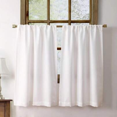 1 Stück Halbvorhang für Küche mit Tuch-Optik, halbtransparent für Privatsphäre, eleganter kleiner Fenstervorhang, Leinen-Textur, minimalistischer Schlafzimmer-Vorhang