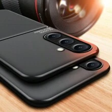 1pc Luxury Leather Textured Magnetic Phone Case Compatible With Galaxy A56, Skin-Friendly - Black - View 8