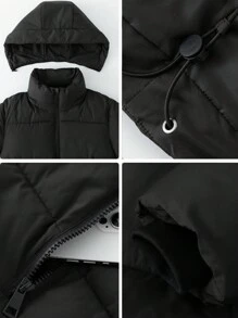 Women's Winter Puffer Jackets With Removable Hood,Zip Pockets,Stand Collar,Warm Ladies Quilted Coat