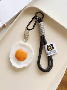 1pc Simulatie Voedsel Hanger, Decoratieve Sleutelhanger Inclusief Sushi, Rijstbal, Chips, Gebakken Kip, Gebakken Ei, Handgemaakt Touw, Mode Accessoire Voor Tas, Telefoon, Camera, Unisex Klein Cadeau