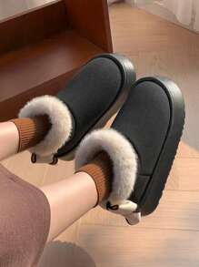 1 双青少年 EVA 热衬里蝴蝶结设计防滑厚底休闲平底鞋，适合秋冬季