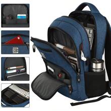 UKEIN Marcello Laptop Backpack With USB Charging&Headphone Port, Business Backpack With Breathable Padded Shoulder Strap,Computer Rucksack For School/Work/Travel - Màu xanh lam - Xem 2
