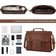 Men's Briefcase Briefcase Bag For Men Vintage Leather Briefcase PU Large Capacity Laptop Briefcase Laptop Bag For Men Brown - 咖啡棕 - 查看 3