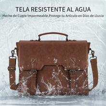 Men's Briefcase Briefcase Bag For Men Vintage Leather Briefcase PU Large Capacity Laptop Briefcase Laptop Bag For Men Brown - 咖啡棕 - 查看 5