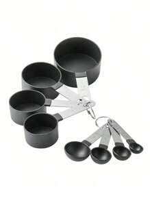 4/8pcs/Set Stainless Steel Handled Multi-Functional Plastic Measuring Spoons, Measuring Cups, Scaled Measuring Spoons Set, Cooking And Baking Tool, Essential Kitchen Gadgets For Home And School