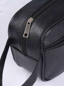 Borsello da uomo in pelle PU di colore unito, pochette, borsa a tracolla, pratico per il lavoro, il weekend, i viaggi, il campeggio, le vacanze, impermeabile, casual, aziendale, idea regalo per uomo, per San Valentino, stile vintage, vita sportiva