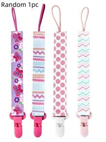 1入組男女通用花卉雙面安撫奶嘴夾,嬰兒玩具牙膜捆緊帶,帶防掉落夾,防止奶嘴掉落,帶防丟失和咬的玩具捆緊帶(隨機顏色)