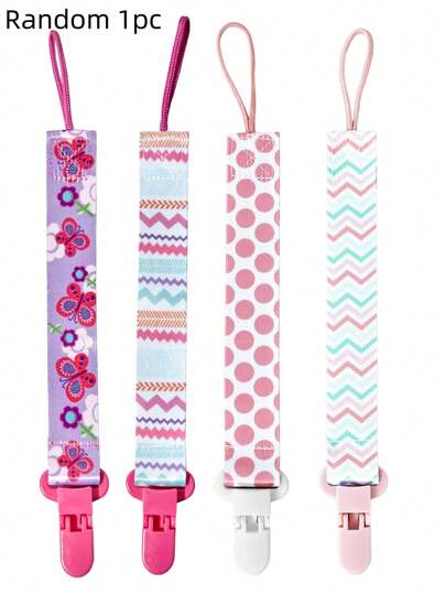 1入組男女通用花卉雙面安撫奶嘴夾,嬰兒玩具牙膜捆緊帶,帶防掉落夾,防止奶嘴掉落,帶防丟失和咬的玩具捆緊帶(隨機顏色)