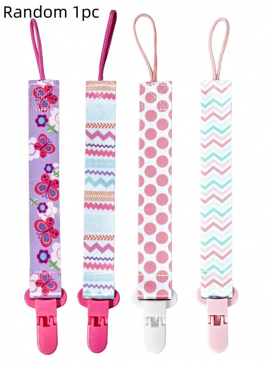 1入組男女通用花卉雙面安撫奶嘴夾,嬰兒玩具牙膜捆緊帶,帶防掉落夾,防止奶嘴掉落,帶防丟失和咬的玩具捆緊帶(隨機顏色)