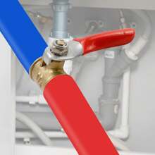 4 件红色手柄微型球阀，1/4 英寸黄铜球阀旋转 180 度，适用于家居装饰开关阀 - 紅色 - 查看 4