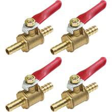 4 件红色手柄微型球阀，1/4 英寸黄铜球阀旋转 180 度，适用于家居装饰开关阀 - 紅色 - 查看 1