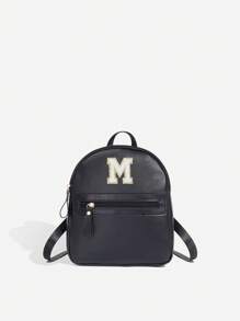 1 件女孩经典背包，带 26 个 A-Z 字母，单肩包，心形钱包，可调节肩带，情人节礼物的理想选择，适合日常、户外、学校、旅行、徒步旅行、便携，很棒的礼物选择 - 黑色 - 查看 26