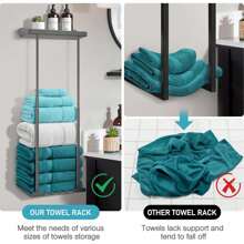 Bathroom Towel Storage Black Towel Holder Bathroom Decor Aesthetic Towel Racks For Bathroom Bath Towel Storage - Màu xám - B - Xem 6