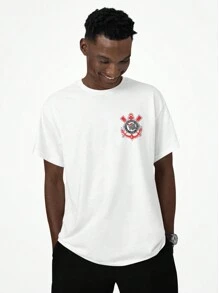 Camiseta Casual Time de Futebol Gaviões Timão Frente Costa - Branco - Visão 2